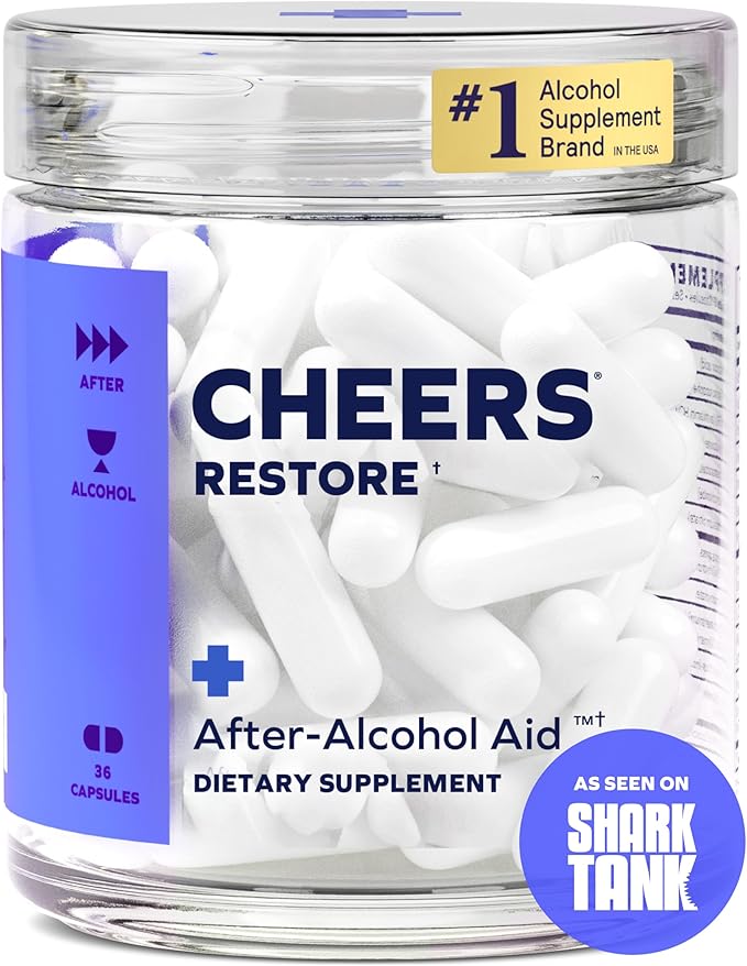Cheers Restore | Supplement with DHM + L-Cysteine | Feel Better After Drinking &amp Support Your Liver | 12 Doses | Dihydromyricetin Cysteine Prickly Pear B-Vitamins Ginger