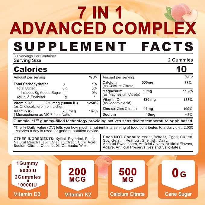 Sugar-Free Vitamin D3 K2 Gummies with Calcium Magnesium Citrate Vitamin C + Berberine Supplement Gummies with Liposomal Berberine &amp Berberine HCI Calcium Magnesium
