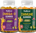 Bundle Brain Growth and Immunity with Omega-3 with Flaxseed Oil Gummies and Immune Multivitamin Gummies No Added Sugar