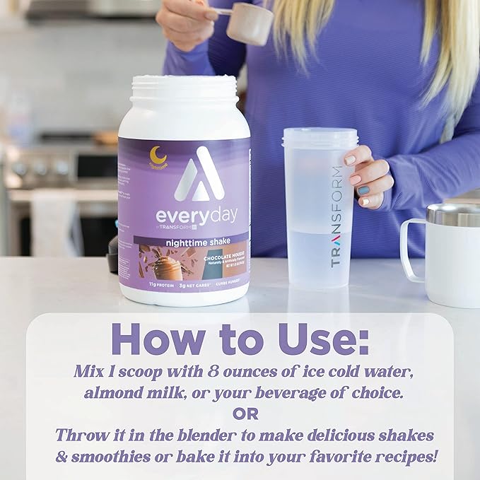 TransformHQ Nighttime Shake Sleep + Protein Blend 28 Servings Chocolate Mousse Flavor