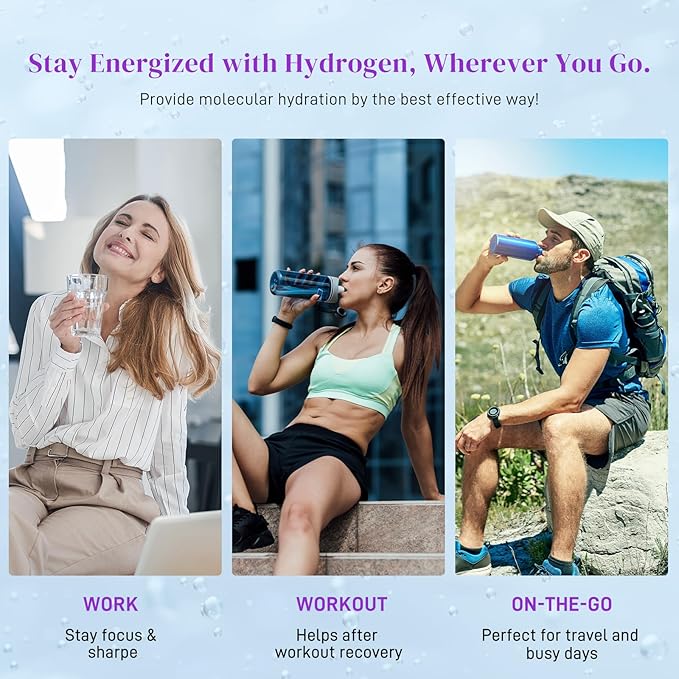 Hydrogen Water Tablets 8 PPM Hydrogen Tablets for Drinking Water with Magnesium Glycinate Base H2 Molecular Hydrogen Rich in Antioxidants Cognitive &amp Athletic Performance Energy (90 Counts)