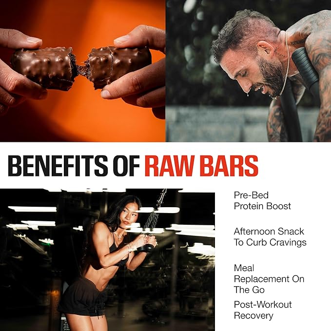 RAW Nutrition Protein Bars Salted Caramel Pretzel 18g Whey Protein Low Sugar Better-for-You Candy Bars Gluten Free Chocolate Protein Snack for Muscle Recovery &amp Gym Fuel 12 Count