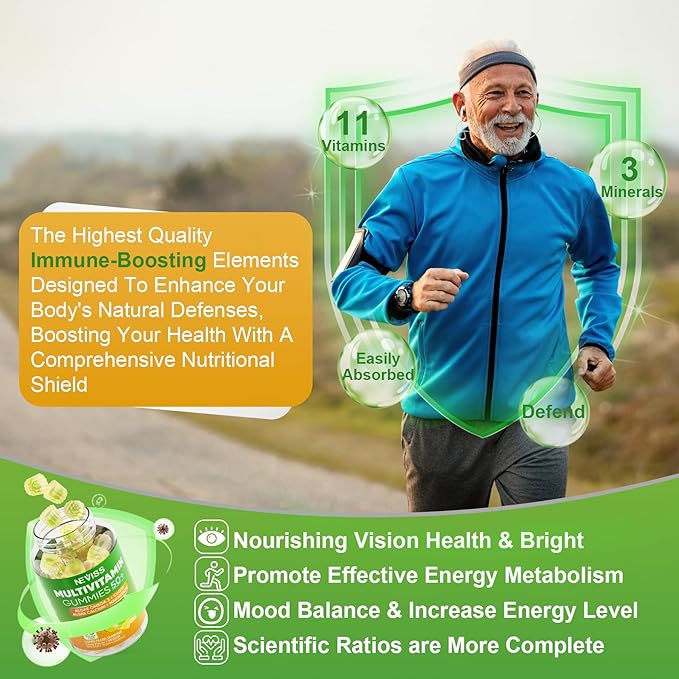 NEVISS 50+ Daily Gummy Multivitamin Algae Omega 3 &amp Calcium CoQ10 Magnesium + Vitamin D3 5000IU Gummies 125mcg with Calcium 600mg K2(MK7) 200mcg