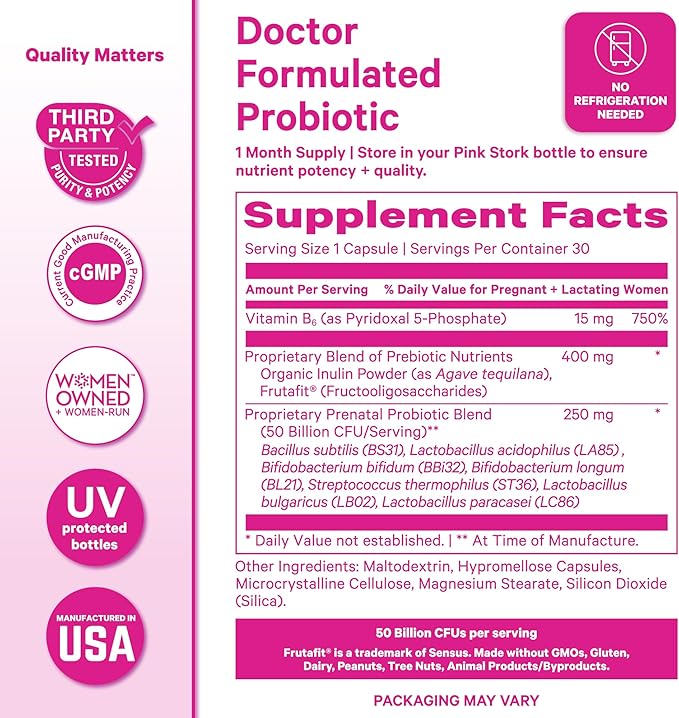 Pink Stork Prenatal Probiotic Mint and Digestive Enzymes Bundle – Supports Digestion and Prenatal Wellness – Women’s Multivitamin with Folate and Enzym