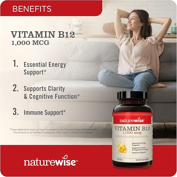 NatureWise Vitamin B12 1000 mcg 150 Softgels &amp Vitamin D3 5000iu 360 Mini Softgels for Energy Mental Clarity Bone &amp Muscle Support