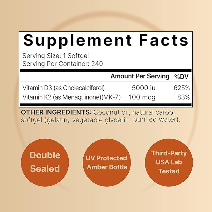 NatureBell Vitamin D3 5000iu with K2 MK-7 100mcg Softgels &amp Citrus Bergamot Veggie Capsules 5000 mg Equivalent Bundle Pack | Bioavailable Virgin Coconut Oil Softgels | High Antioxidant Level