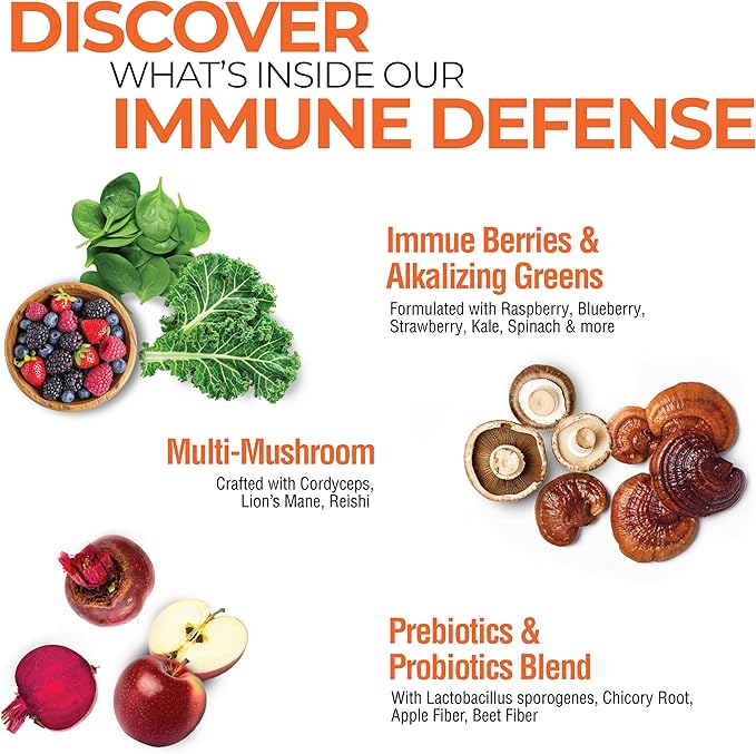 Country Farms Immune Defense Superfoods Immune Support Supplement Vitamin C with Black Elderberry Echinacea Turmeric Supports Hydration with Probiotics and Prebiotics Berry Flavor 60 Servings