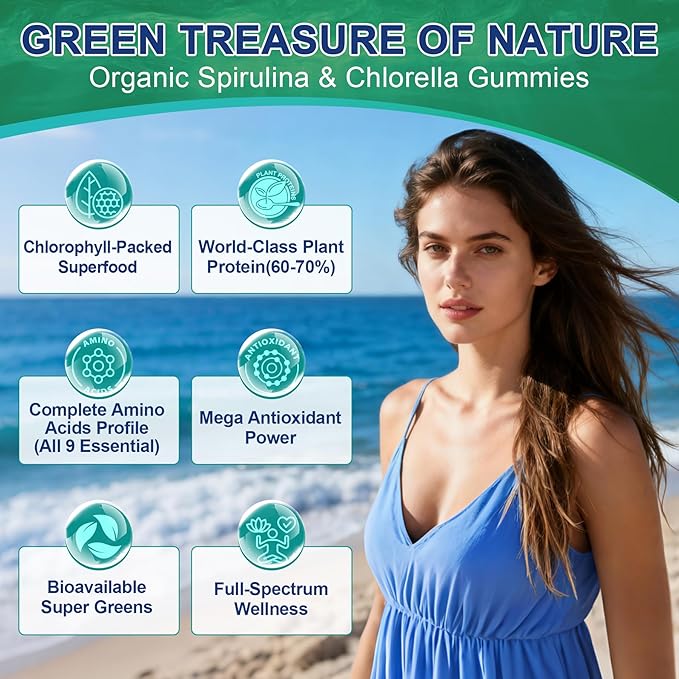 NEVISS Methylated Multivitamin Organic Spirulina &amp Chlorella Gummies 2Pack