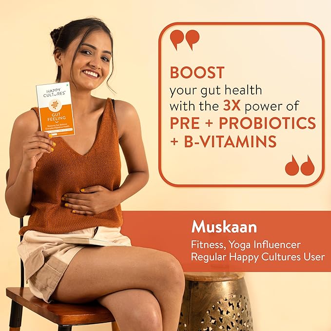 Happy Cultures Gut Feeling Digestion Supplement Probiotics Bacillus Coagulans 4.1 Billion Cfu to Help Bloating Ibs Digestion Clinically Tested - 30 Veg Capsules Pack of 2