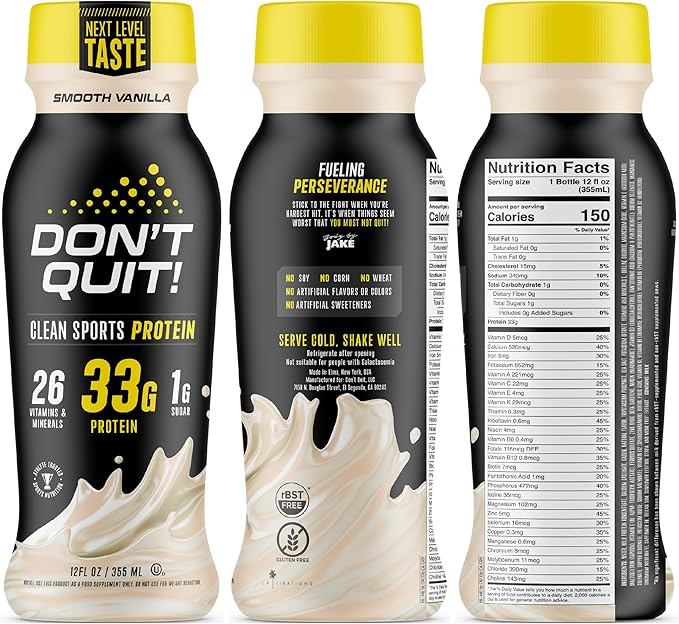 Don't Quit Clean Sports Protein Shake (Vanilla) 12oz (12 Pack)