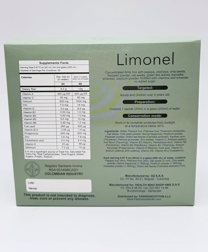 Limonel Prebiotic Fiber Supplement for Digestive Health 30 ea. on The go