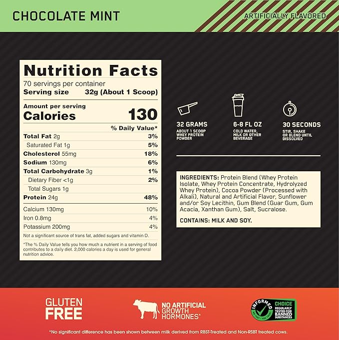 Optimum Nutrition Gold Standard® 100% Whey Chocolate Mint 4.94 lb (2.24 kg)