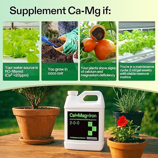 VIVOSUN Cal+Mag+Iron (2-0-0) Calcium Magnesium &amp Iron Supplement Liquid Nutrient Fertilizer for All Plants Concentrated Plant Food for Soil/Soilless Cultivation Hydroponics 1 Quart