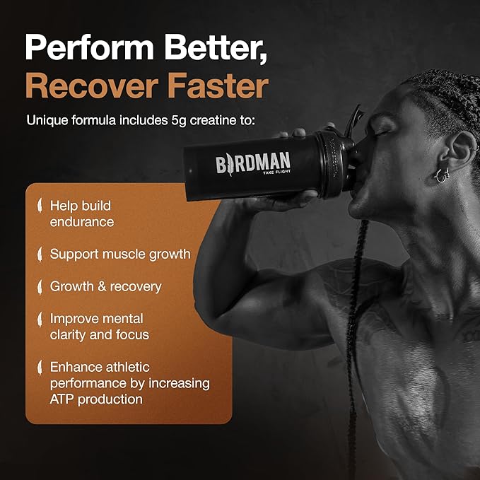 Birdman Falcon Performance Vegan Protein Powder 31g Protein 5g Creatine 5g BCAA Probiotics Electrolytes Pre Workout Low Carb Sugar Free &amp Dairy Free Plant Based Chocolate Protein -19 serv