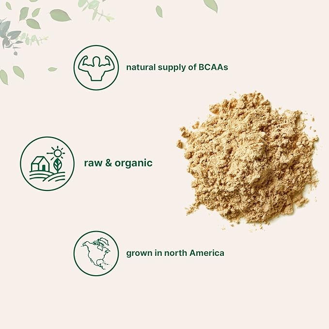 North America Grown Organic Pea Protein Powder 1KG (2.2 Pounds) | Plant-Based Vegan Protein Meatless Protein Supplement Natural Branched Chain Amino Acids | Non-GMO Soy Free