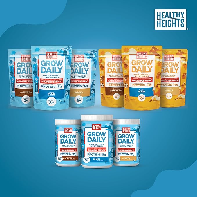 Healthy Heights Grow Daily Kids Protein Drink Mix (Vanilla) - High Protein Shake for Kids 3+