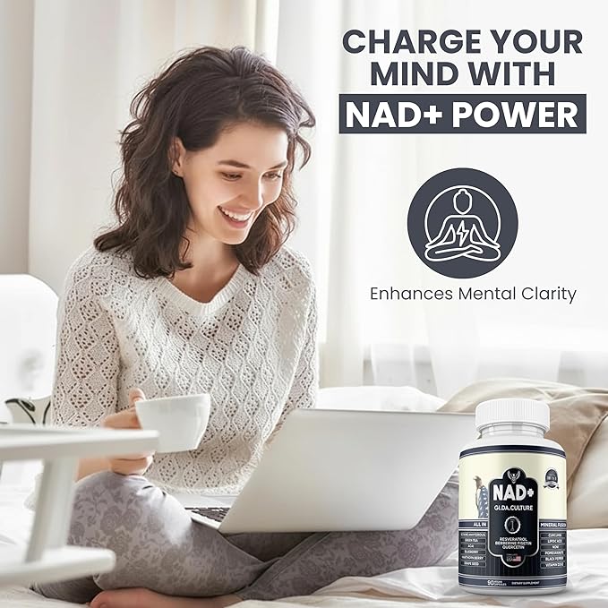 NAD+ Resveratrol Supplement for Energy Cellular Health &amp Healthy Aging – High Potency NAD Plus Capsules for Men &amp Women – Antioxidant Support (180 Count (Pack of 1))
