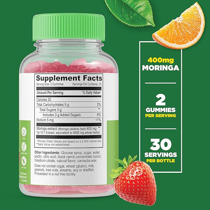Lifeable Collagen &amp Biotin + Moringa Leaf Gummies Bundle - Great Tasting Vitamin Supplement Gluten Free GMO Free Chewable Gummy