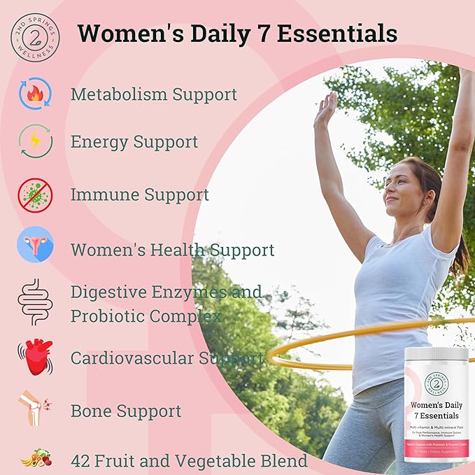 Women's Daily 7 Essentials Vitamin D3+K2 Chewables &amp Super B-100 Complex Bundle