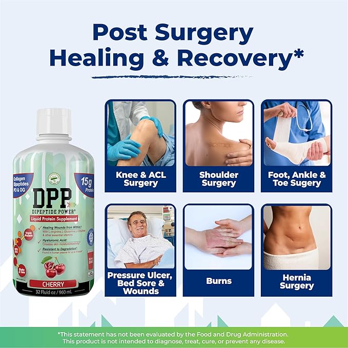 Nutritional Designs DPP Dipeptide Wound-Healing Liquid Collagen &amp Whey Protein Supplement Sugar-Free Promotes Healthy Skin &amp Hair for Men &amp Women (Watermelon Bottle 32 Fl Oz)