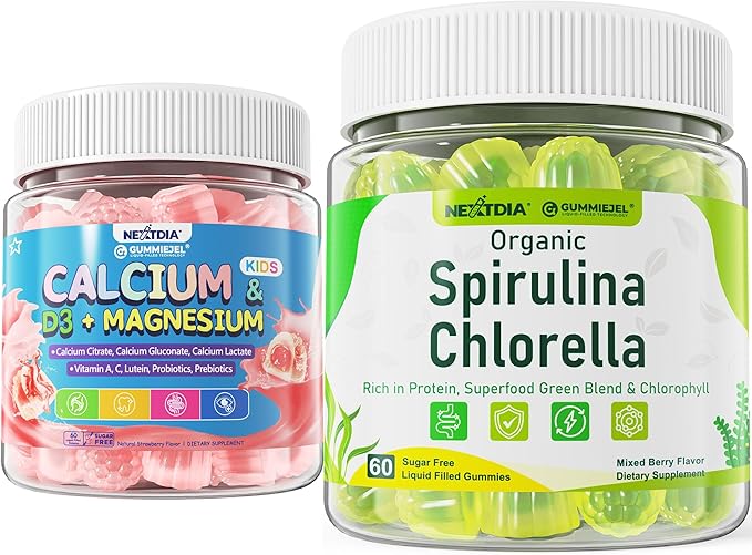 Organic Spirulina Chlorella Gummies + Kids Calcium Gummies
