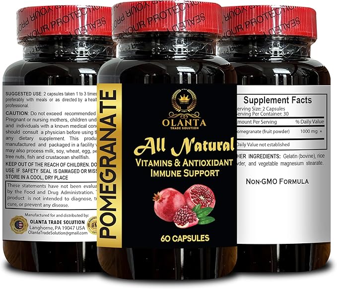 Pomegranate Extract - Blend of Pomegranate Fruit Pomegranate Juice Powder Reds Superfood Powder Capsules for Men and Women Dietary Supplement for Antioxidant - 2 Bottles 120 Capsules
