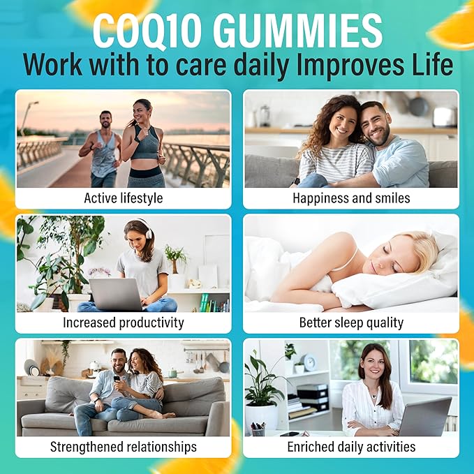 CoQ10 200mg Gummies with Red Yeast Rice &amp Magnesium Glycinate – Omega-3 Zinc and Vitamin K2+D3 for Overall Health – Supplements for Adults – 60 Chewable Gummies