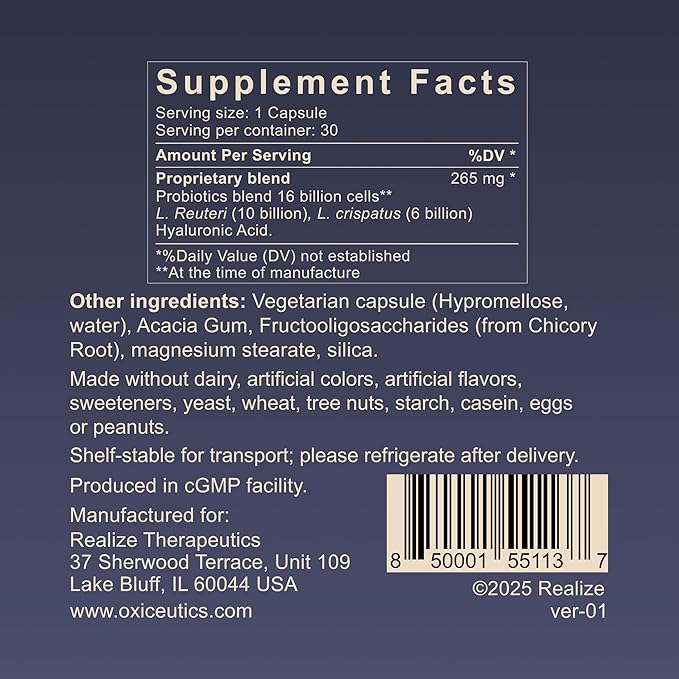 MyCrispatus™ Probiotic – High CFU L. crispatus + L. reuteri LRDR™ + Hyaluronic Acid – by Dr. William Davis – Dual Use: Oral &amp Fermented Dairy – 30 Veg Capsules