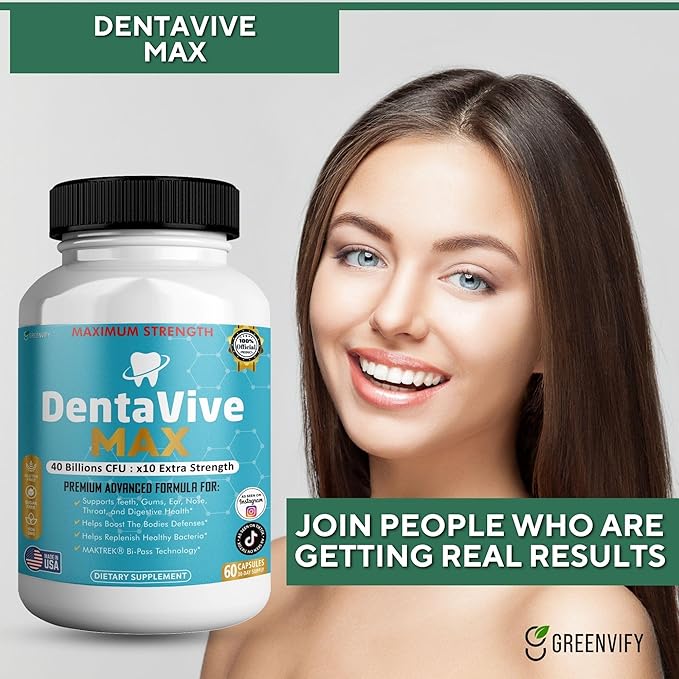 DentaVive Max Probiotic Supplement 40 Billion CFU 60 Capsules Premium Oral Health Support for Teeth Gums Digestive Health (5)
