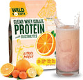 WILD SOCIETY - Clear Protein Powder + Electrolytes - 20g Clear Whey Protein Isolate Drink - Zero Sugar - 0g Lactose - Natural Flavors &amp Colors - Muscle Post Workout Recovery - Citrus Punch 16 oz