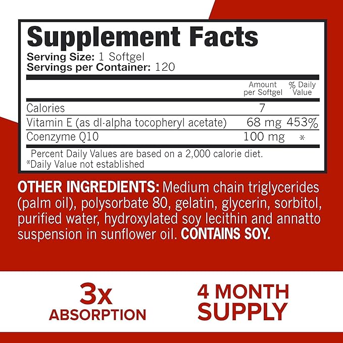 Qunol CoQ10 100mg Softgels 3X Better Absorption 4 Month Supply 120 Count + Fish Oil Omega 3 Mini Softgels 1000mg Omega 3 EPA + DHA 3 Month Supply 180 Count