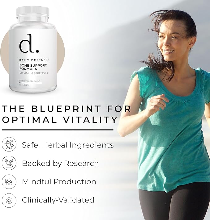 Calcium Supplements for Women &amp Men - Daily Defense Bone Support Formula with Calcium 1000mg Magnesium L-Lysine HCl &amp More - for Better Flexibility &amp Mobility - 90 Easy to Swallow Calci