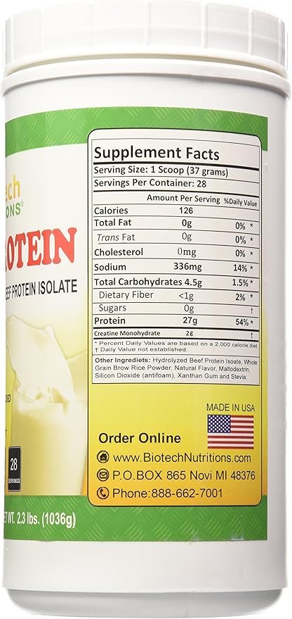 Beef Protein Powder Vanilla 2.3 Pound