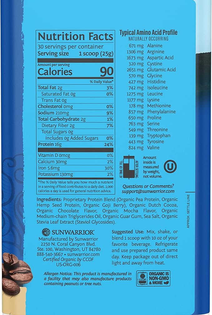 Sunwarrior Mocha &amp Vanilla Organic Plant Based Protein Powder Set | Bundle &amp Save | Vegan Organic Protein Powder | Non-GMO Soy Dairy Filler &amp Gluten Free (32 Servings Vanilla 30 Servings