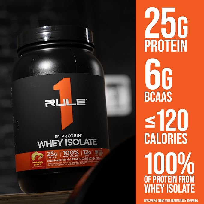 Rule 1 R1 Protein Whey Isolate - with 25g Protein &amp 6g BCAA Exclusively from Isolated &amp Hydrolyzed Sources for Workout Recovery (5 Pounds* Milk Chocolate)