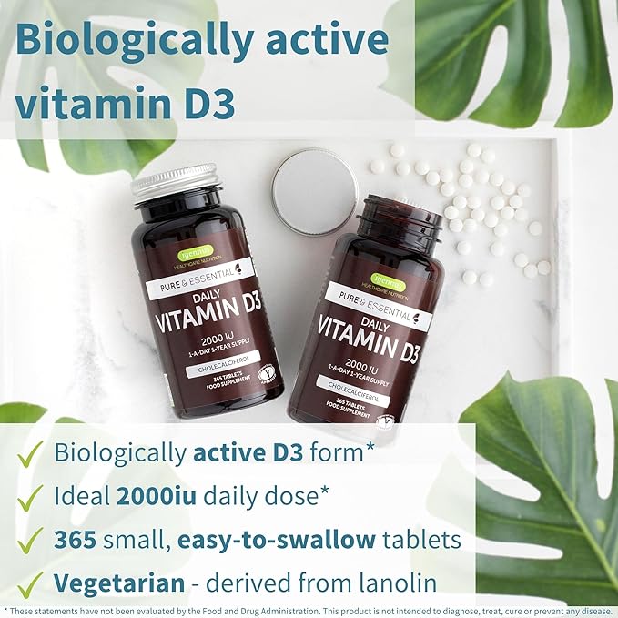 Daily Vitamin D3 + High Absorption Curcumin C3 Complex Vegetarian Bundle 365 2000iu Vitamin D3 Tablets + 300% Greater Absorption Curcuminoids with Rapid Uptake by Igennus