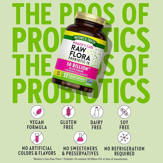 Probiotics for Women | 50 Billion CFU | 33 Capsules | with Cranberry and D-Mannose | Vegan Non-GMO &amp Gluten Free Supplement