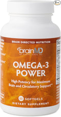 BRAINMD Dr Amen Omega-3 Power - 60 Capsules Pack of 2 - Joint &amp Immune Support Supplement - Contains DHA &amp EPA - Gluten Free - 60 Total Servings