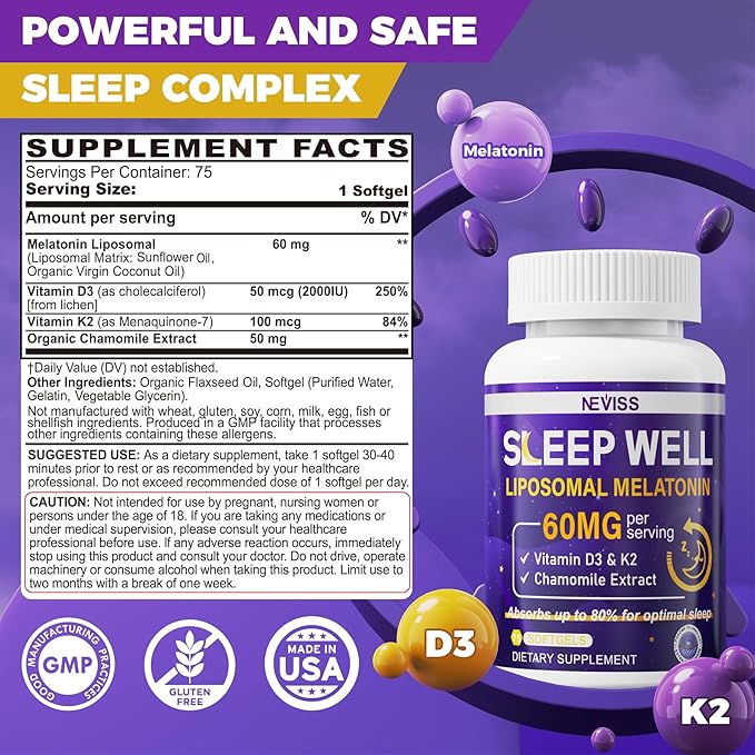 NEVISS Women &amp Men's 50+ Multivitamin Gummy and Melatonin 60mg Bundle
