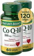 Nature's Bounty CoQ10 Dietary Supplement Supports Heart Health 100mg Plus L-Carnitine Twin Pack 120 Softgels