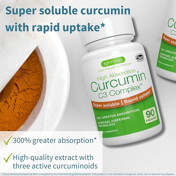 Live Cultures+ Lab4 Probiotics + High Absorption Curcumin C3 Complex Vegan Bundle 25 Billion CFU Probiotic Non-Bloating Prebiotic + 300% Greater Absorption Curcuminoids with Rapid Uptake By Igennus