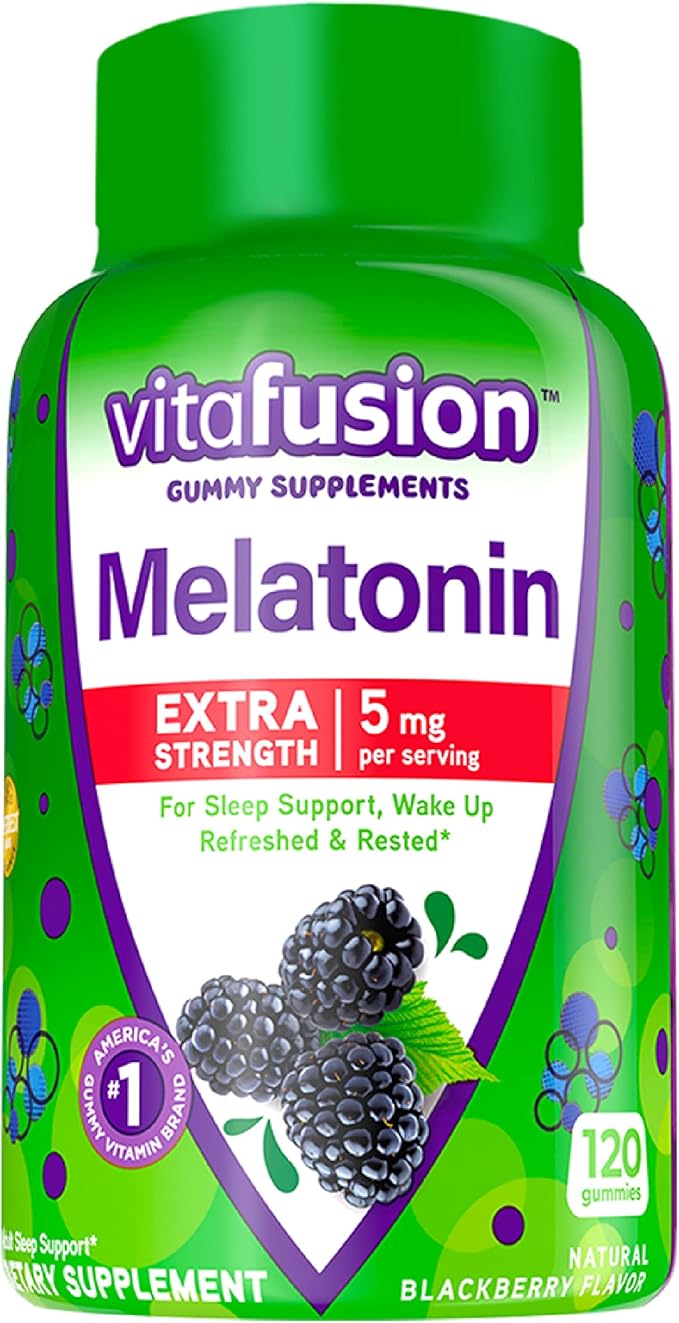 Vitafusion Extra Strength Melatonin Gummy Vitamins 5mg 120 ct Gummies &amp Vitamin D3 Gummy Vitamins for Bone and Immune System Support