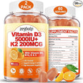 2Packs Vitamin D3 K2 Gummies for Adults Sugar-Free Vitamin D3 5000IU + K2(MK-7) 200mcg Supplement with Vitamin B Complex &amp Vitamin C E Supports Bone Muscle Teeth &amp Immune Vegan Gluten Fre