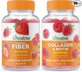 Lifeable Prebiotic Fiber 5g + Collagen &amp Biotin Gummies Bundle - Great Tasting Vitamin Supplement Gluten Free GMO Free Chewable Gummy