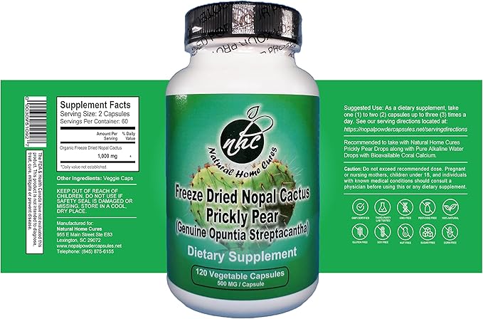Prickly Pear Nopal Cactus Supplement Combo Pack - Freeze Dried Cactus Fruit Extract - 120 Vegetable Capsules &amp 2oz Liquid Drops - Vegan Rich in Betalains &amp Bioavailable
