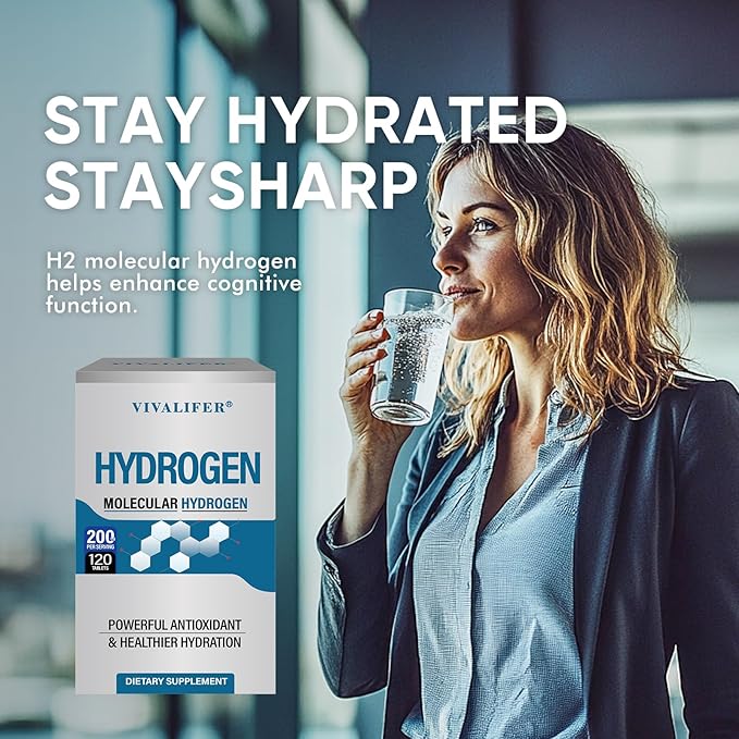 Hydrogen Tablets for Drinking Water | 8 PPM Molecular H2 Tablets with Magnesium | Supports Energy Metabolism &amp Brain Function | 120 Tablets Non-GMO Gluten Free