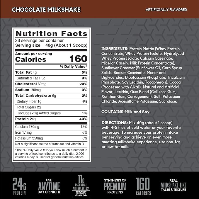 BSN SYNTHA-6 EDGE Protein Powder Chocolate Flavored Powder with Hydrolyzed Whey Micellar Casein for Muscle Gain Low Sugar 24g Protein Chocolate Milkshake 28 Servings 2.47 Pound (Pack of 1)