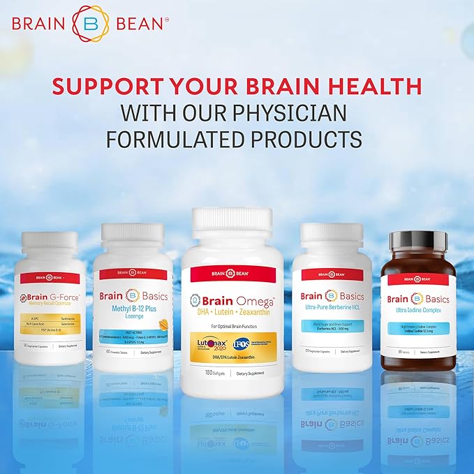 Brain Omega with Lutein and Zeaxanthin – Omega 3 Supplement for Brain Heart &amp Eye Health – 460 mg DHA 90 mg EPA Lutein and Zeaxanthin Supplements – 180 Softgels (90 Servings)