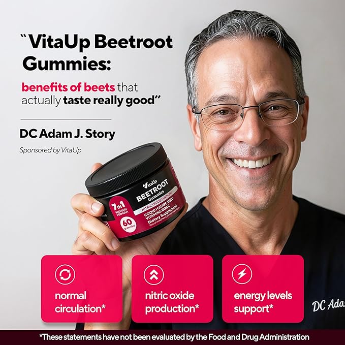 Beet Root Gummies – Beetroot Supplement with CoQ10 Grape Seed Vitamin C B12 &amp B3 – Nitric Oxide Gummies for Circulation Support – Beet Supplement for Energy &amp Immune Support – 60 Beets Chew