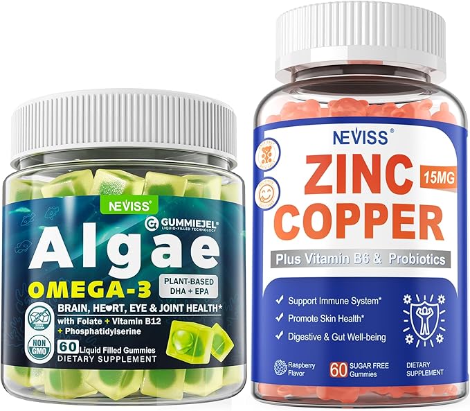 Vegan Omega 3 Gummies 1000mg + Zinc Copper Gummies